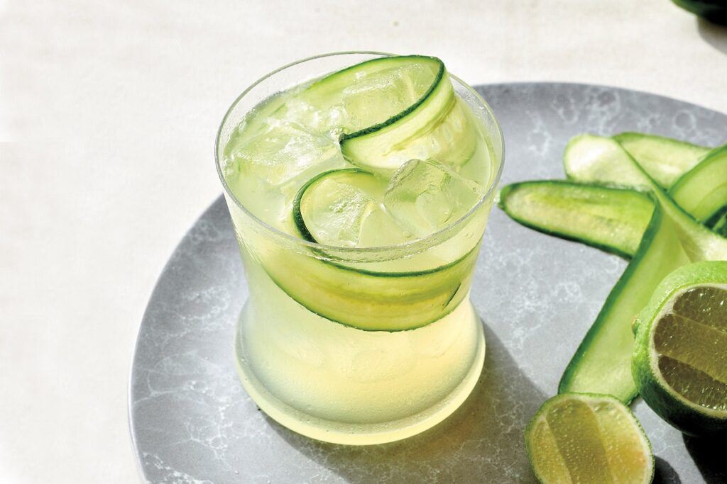 Cucumber cocktail with cucumber vodka