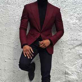 Maroon Suit Or Blazer With Black Pants